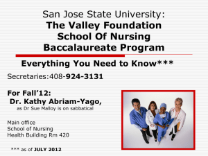 San Jose State University SCHOOL OF NURSING Baccalaureate