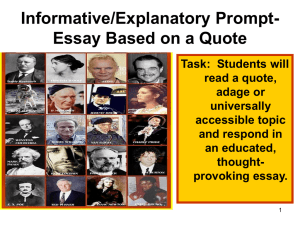 Informative/Explanatory Prompt Essay Based on a Quote