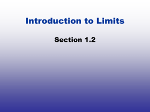 Introduction to Limits and the Concepts of Calculus 1.1 – 1.2