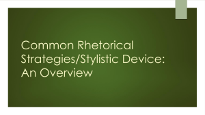 Common Rhetorical Strategies/Stylistic Device
