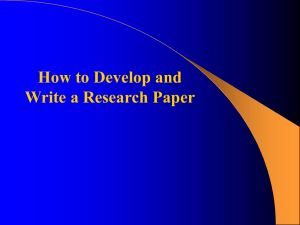 How to Develop and Write a Research Paper