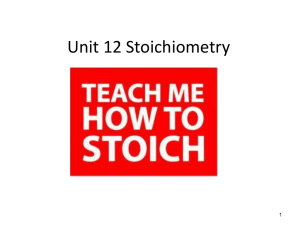 Unit 12 Stoichiometry