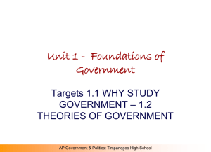 Unit #1: Theories of Government