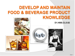Research general information on F&B products