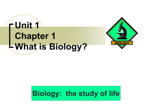 Unit 1 Chapter 1 What is Biology? Biology: the study of life