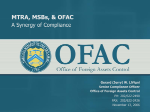 OFAC-Livigni - Money Transmitter Regulators Association