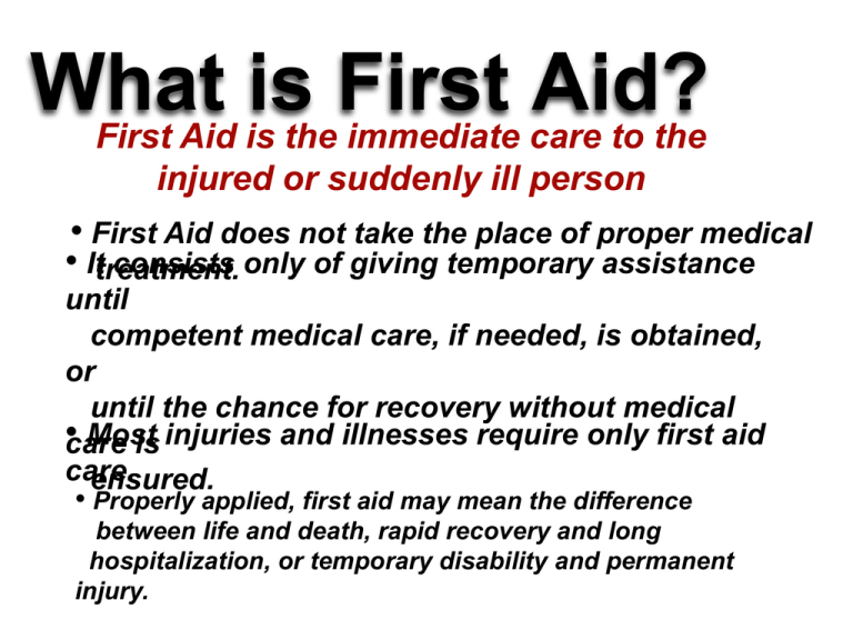 I Am First Aid Meaning