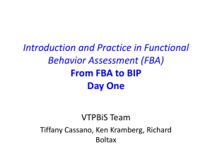 Introduction and Practice in Functional Behavior Assessment (FBA