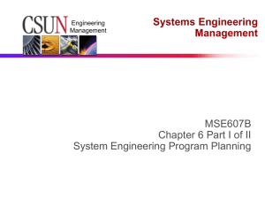 Chapter 6 - System Engineering Program Planning