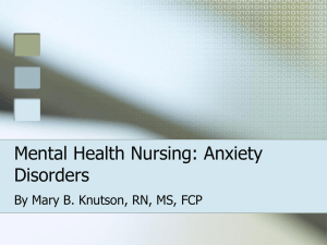 Mental Health Nursing: Anxiety Disorders
