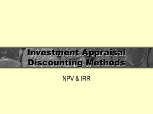 Investment Appraisal Discounting Methods