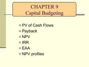 CHAPTER 10 Cash Flow Estimation and Other Topics in Capital