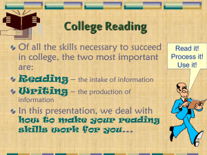 Improving College Reading PowerPoint Presentation
