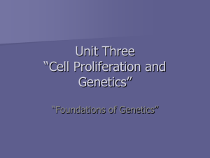 Unit Three “Cell Proliferation and Genetics”