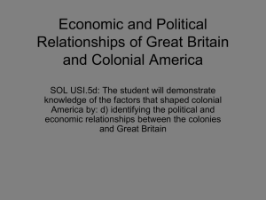 Economic and Political Relationships of England and Colonial