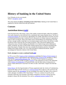 History of banking in the United States - mrs. la ferney