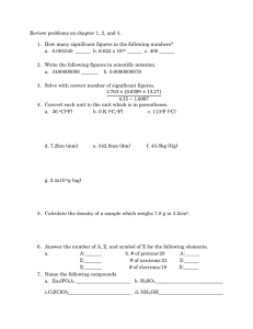 Review problems on chapter 1, 2, and 3. How many significant