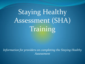 Staying Healthy Assessment (SHA) Training
