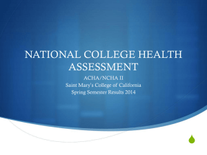 NATIONAL COLLEGE HEALTH ASSESSMENT