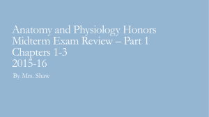Anatomy and Physiology Honors Midterm Exam Review 2015-16