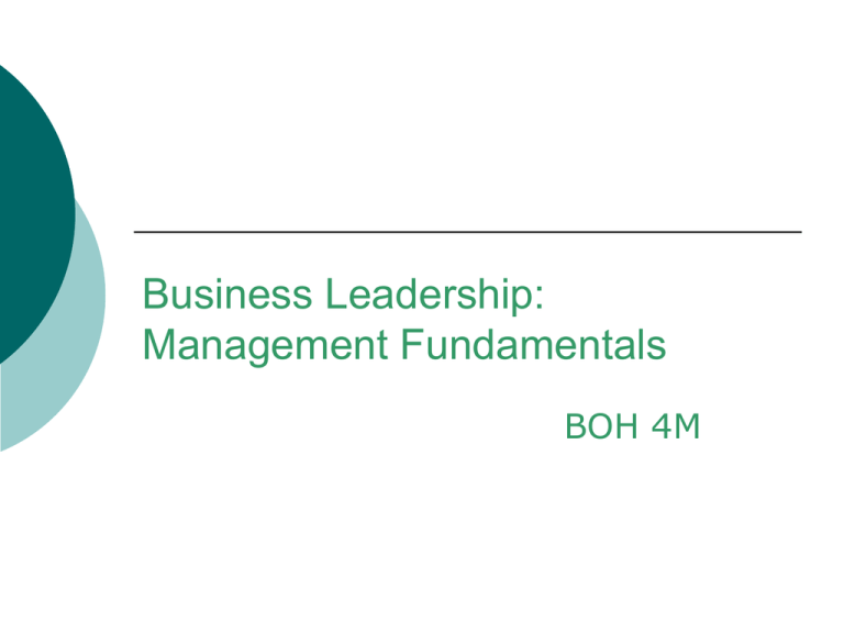 Business Leadership Management Fundamentals