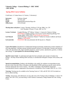 Microbiology (MCB 2010C) * Laboratory Schedule