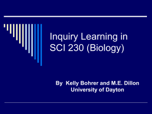 Inquiry Learning in SCI 230 (Biology)