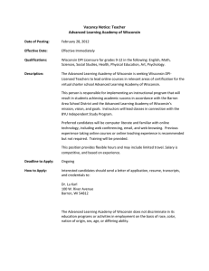 Vacancy Notice: Teacher Advanced Learning Academy of