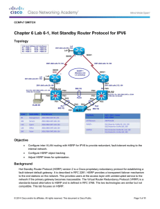 LAB 6-2 Hot Standby Router Protocol for IPV6