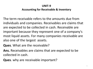 UNIT-9 Accounting for Receivable & Inventory