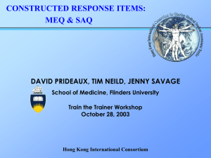 Constructed Response Items: MEQ & SAQ