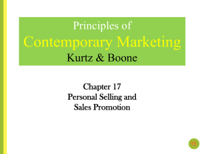 Chapter 17 Personal Selling and Sales Promotion