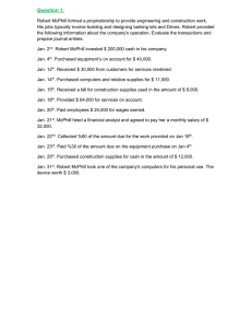 Question 1: Robert McPhill formed a proprietorship to provide