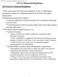 Regulation and Supervision of the Financial System
