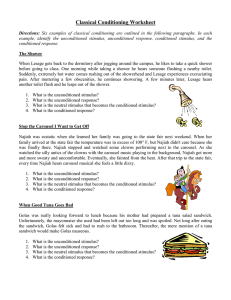 Classical Conditioning Worksheet