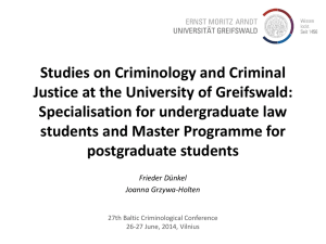 The Master-Programme “Criminology and Criminal Justice”