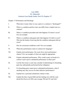 Study Guide, Contract Law Part VI