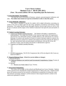 Course Master Syllabus Business Law I – BUSI 2301 (D/L)