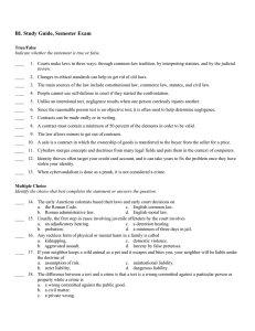 BL Study Guide, Semester Exam Answer Section