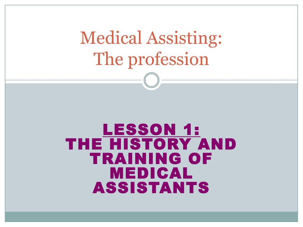 history of medical assisting as a profession
