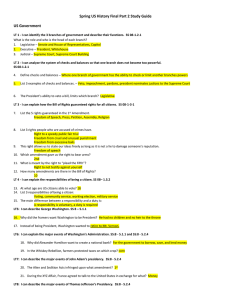 Spring US History Final Part 2 Study GuideUS Government LT 1