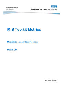 Description and specification of MIS Toolkit metrics