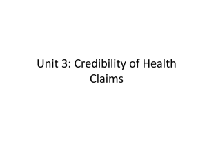 Unit 3: Credibility of Health Claims