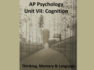 AP Psychology Unit VII: Cognition