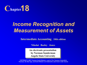 Income Recognition and Measurement of Assets