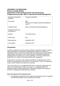 MSc in International Health Management
