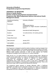 Programme title: MSc/Postgraduate Diploma International Health