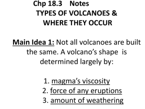 Chp 18.3 Notes TYPES OF VOLCANOES & WHERE THEY OCCUR