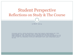 Student Perspective Reflections on Study & The Course