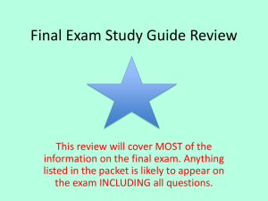 Final Exam Study Guide Review